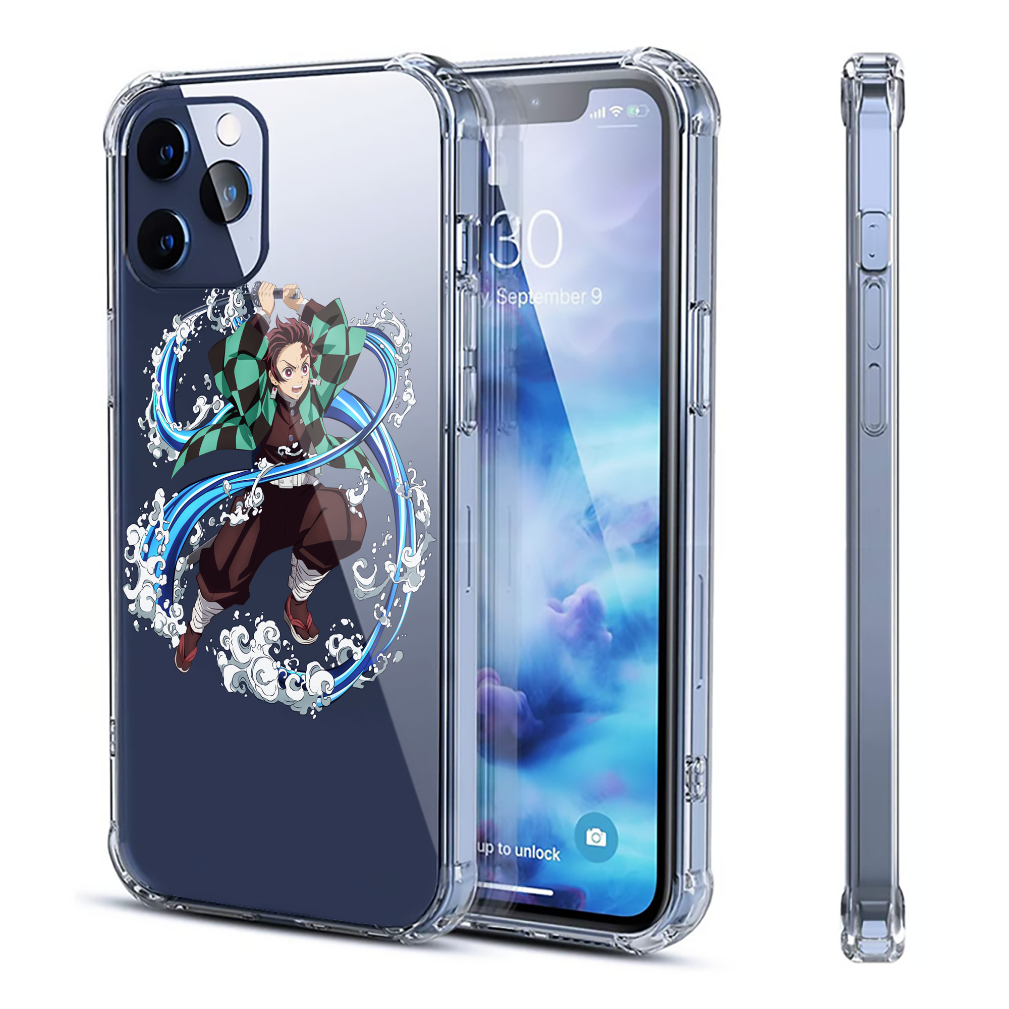 （画像用） 鬼滅の刃 竈門 炭治郎／かまど たんじろう Kamado Tanjirou 【iPhone 12シリーズ対応】透明スマホケース（クリアソフトケース）
